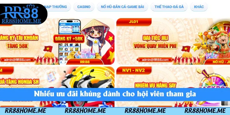 Giới Thiệu RR88 Cổng Game Xanh Chín Uy Tín 2025 4 Nhiều ưu đãi khủng dành cho hội viên tham gia