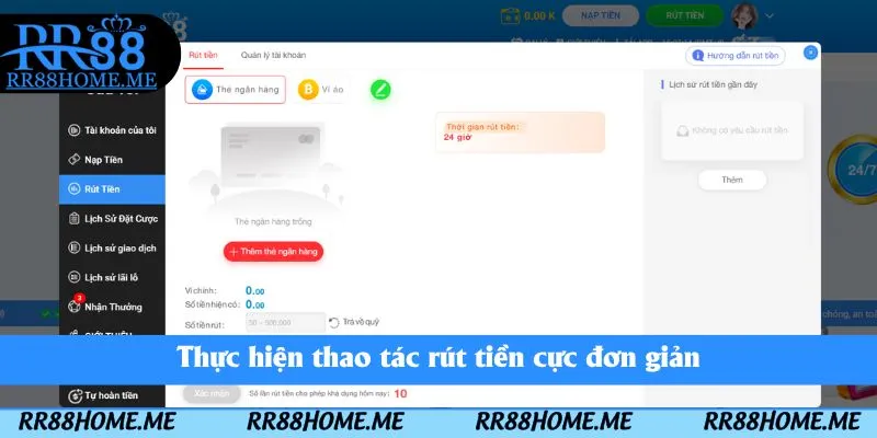 Câu Hỏi Thường Gặp RR88 - Giải Đáp Vấn Đề Của Hội Viên 3 Thực hiện thao tác rút tiền cực đơn giản