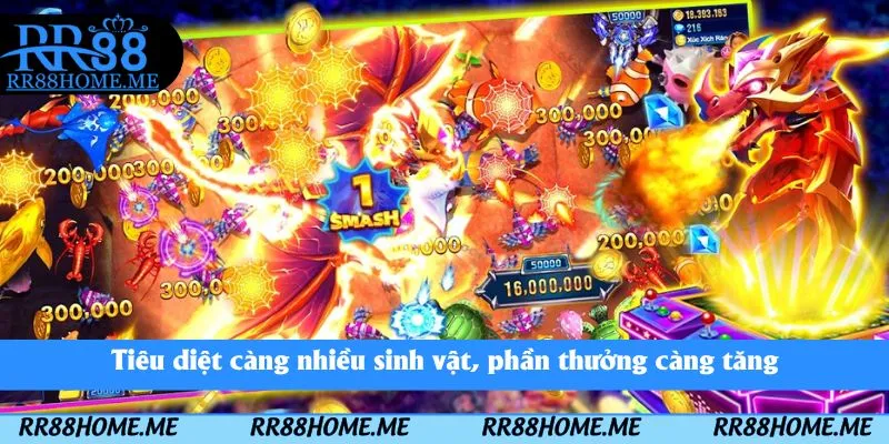 App Bắn Cá Long Vương RR88 - Trải Nghiệm Các Màn Chơi Thú Vị 4 Tiêu diệt càng nhiều sinh vật, phần thưởng càng tăng
