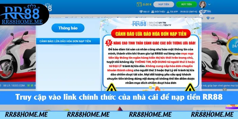 Hướng Dẫn Nạp Tiền RR88 - Quy Trình Nạp Tiền Nhanh Chóng 2 Truy cập vào link chính thức của nhà cái để nạp tiền RR88